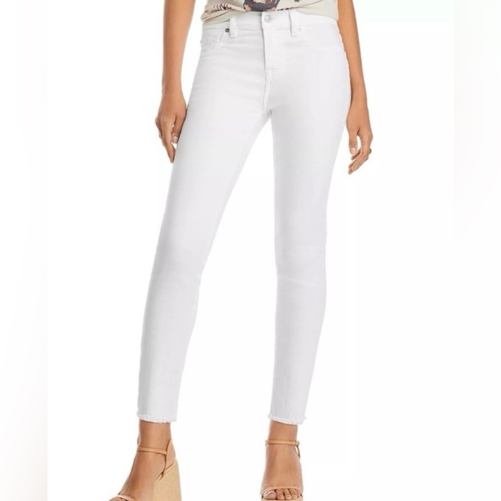 7 For All Mankind Slimmy White Raw Edge Jeans
